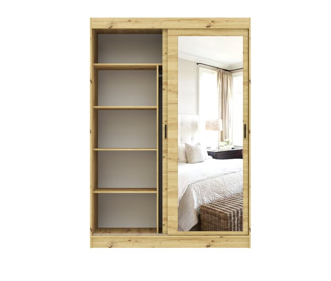 Armario TOUCH II puertas correderas con espejo 150x215cm Roble