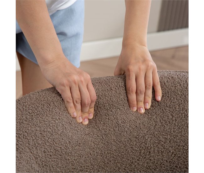 Butaca de Salón Borreguito, Madera de Caucho HOMCOM Marron