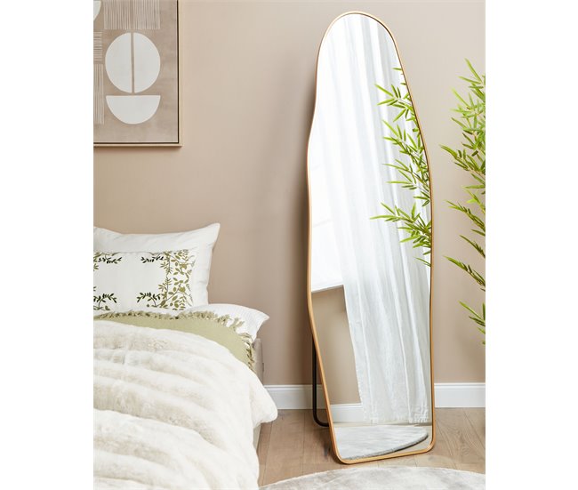 Beliani Espejo de pie LARCHE Dorado