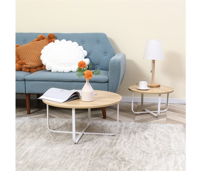 Mesitas de Café MDF, Metal HOMCOM, hogar - muebles de salón 65x65 Multicolor