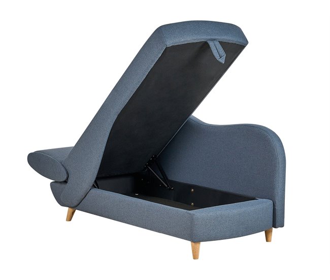 Beliani Chaise longue izquierdo Lino sintético MERI Azul
