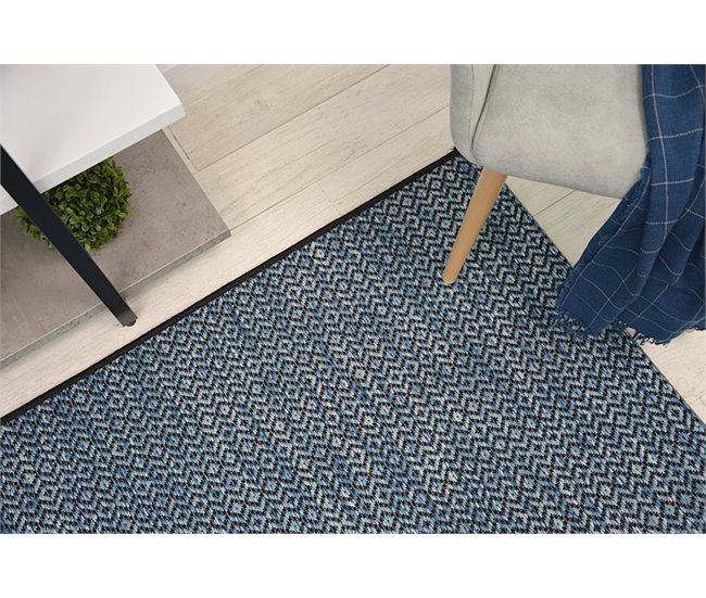 Alfombra de cuerda sisal LOFT 21144 Diamantes Zigzag 200x290 Azul