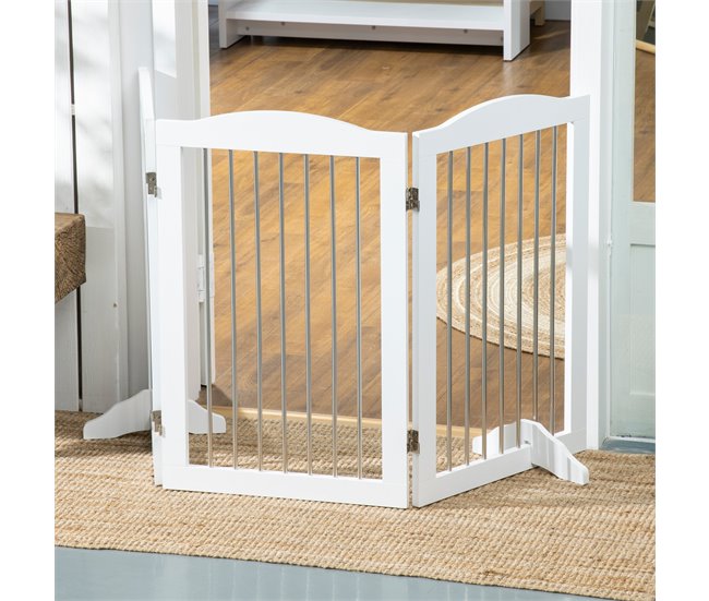 Barrera para Mascotas MDF, Acero PawHut Blanco
