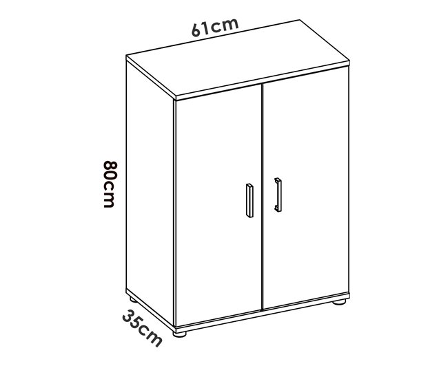 Armario multiusos 2 puertas efecto madera Blanco