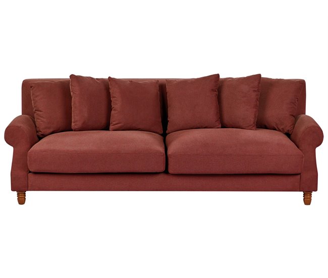 Beliani Sofá de 3 plazas Poliéster EIKE Rojo