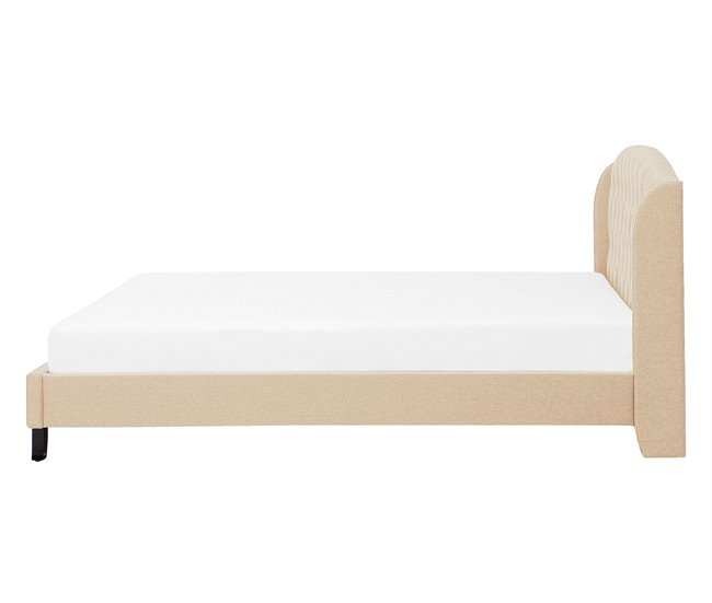 Beliani Cama con somier Poliéster BORDEAUX 147x217 Beige
