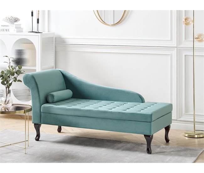 Beliani Chaise longue Terciopelo PESSAC Azul/ Verde