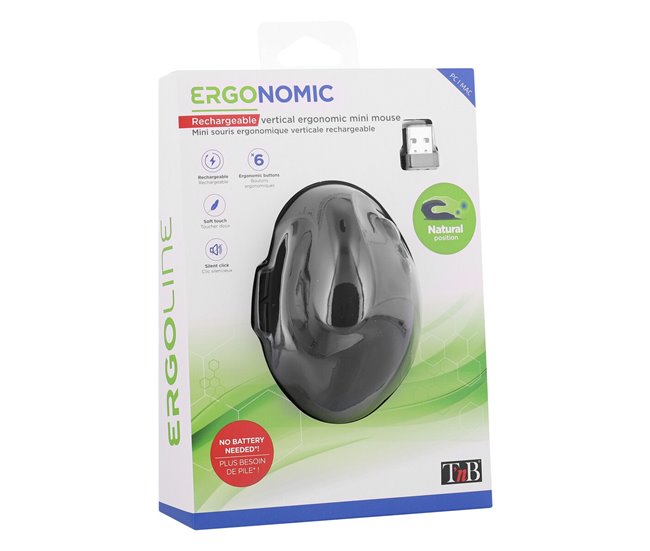 Ratón Ergonómico Óptico Ergo Line Negro