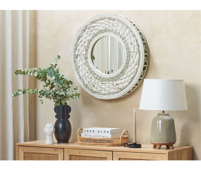 Beliani Espejo decorativo SOLEDAD Blanco/ Beige