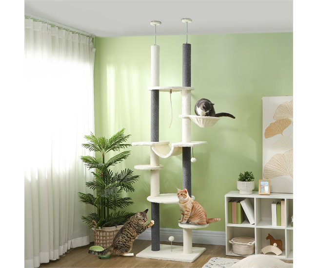 Árbol para Gatos Aglomerado de Madera PawHut Crudo