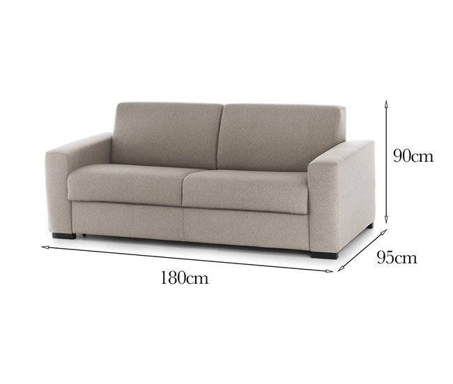 Sofá fixo de 2 lugares em tecido Gris Claro