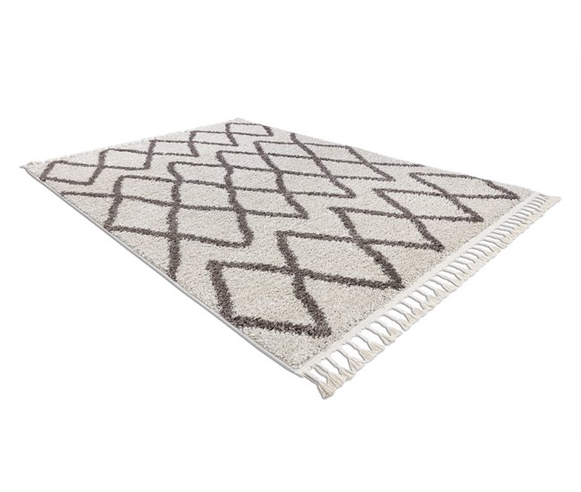 Alfombra BERBER BENI Franjas Bereber Marroquí Shaggy 160x220 Crema