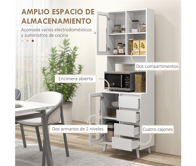 Alacena de Cocina MDF HOMCOM, hogar - cocina Blanco