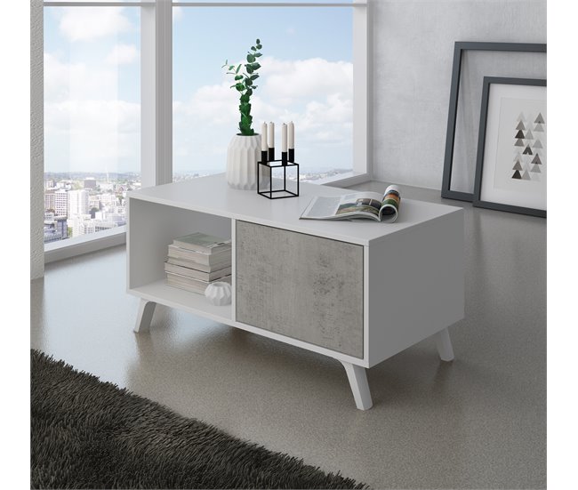 Mesa de Centro para Salón WIND 92x50 Blanco/ Gris