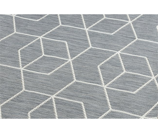 Alfombra de cuerda sisal FLAT 48655/637 Cubos 3D 140x200 Gris