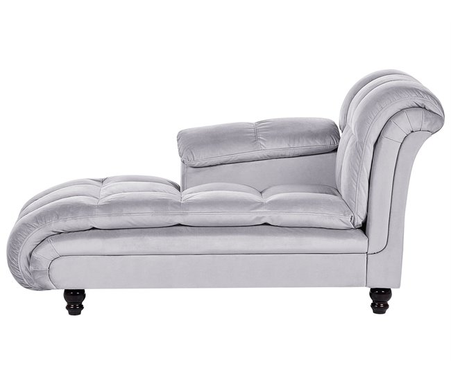Beliani Chaise longue Terciopelo LORMONT Gris Claro