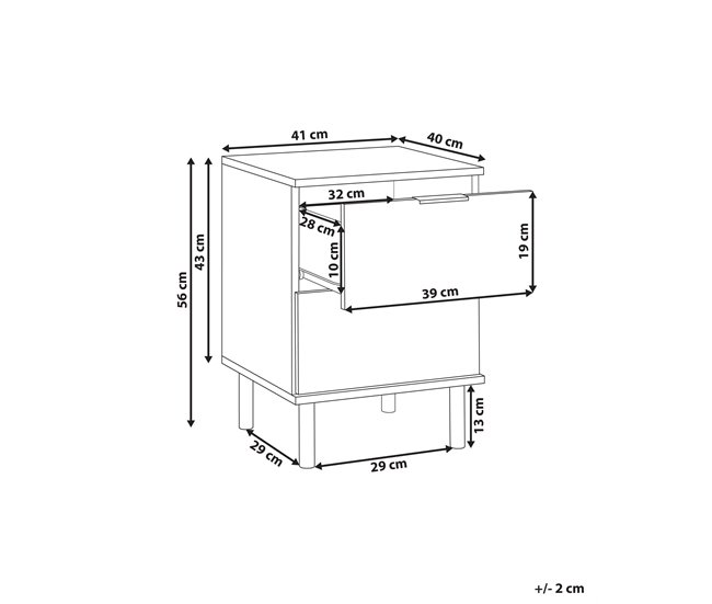 Beliani Mesita de noche WALPOLE 41 Blanco