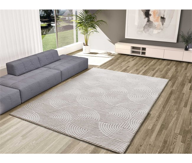 Alfombra lavable geométrica con relieve ESTILO - ATTICGO 80x150 Crema