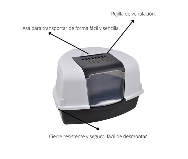 Acomoda Textil – Arenero para Gatos Desmontable y Transpirable. Negro