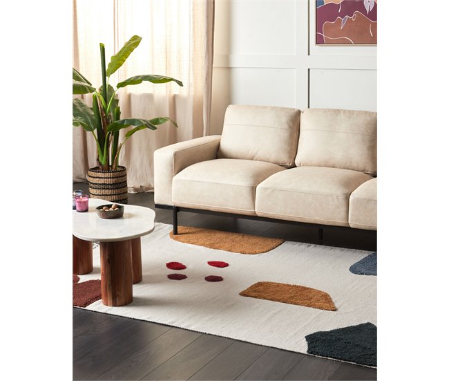 Beliani Alfombra de pelo corto TAGVETI Blanco/ Beige