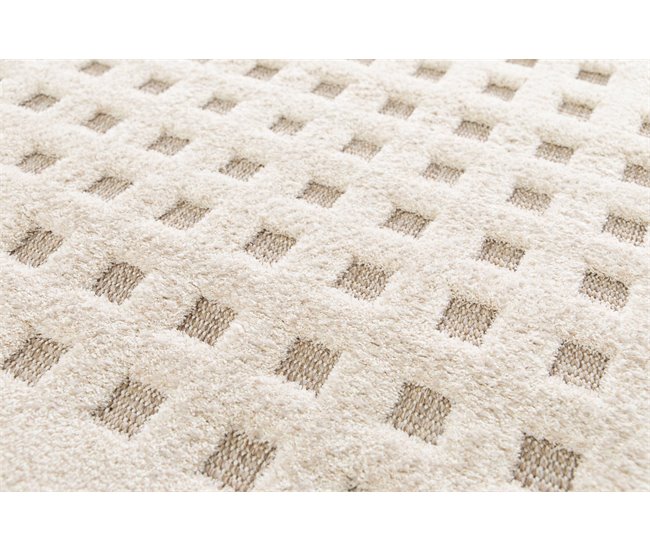 Alfombra diseño cuadros en relieve DIENA - ATTICGO 160x230 Blanco