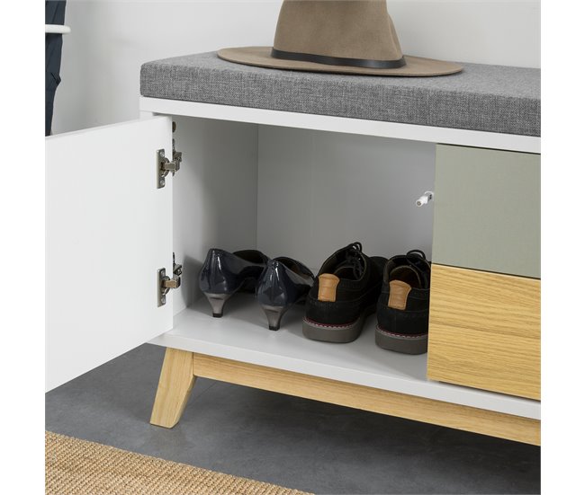 Banco Zapatero con 2 cajones y 1 Puerta FSR92-W SoBuy Blanco