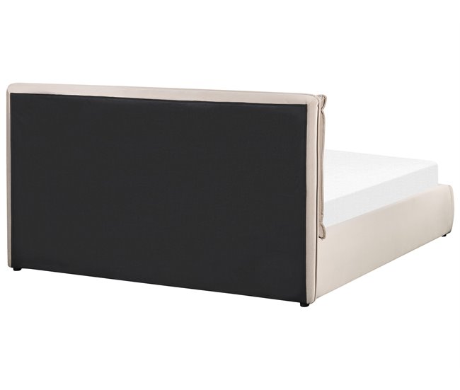 Beliani Cama con almacenaje Terciopelo BAJONNA 183x235 Beige