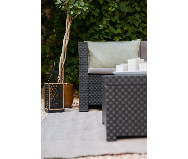 Set jardín OASIS con sofá rinconera 5 plazas y mesa de centro Grafito