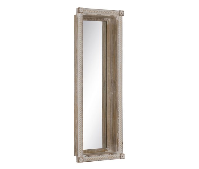 Conforama Espejo de pared Blanco Natural Cristal Madera de mango Madera MDF Vertical 106 6 x 12 7 x 38 cm