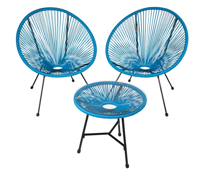 2 sillas de jardín con mesa Azul
