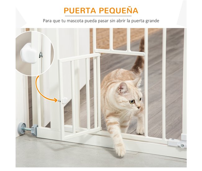 Barrera de Seguridad de Perros Acero y Plástico PawHut Blanco