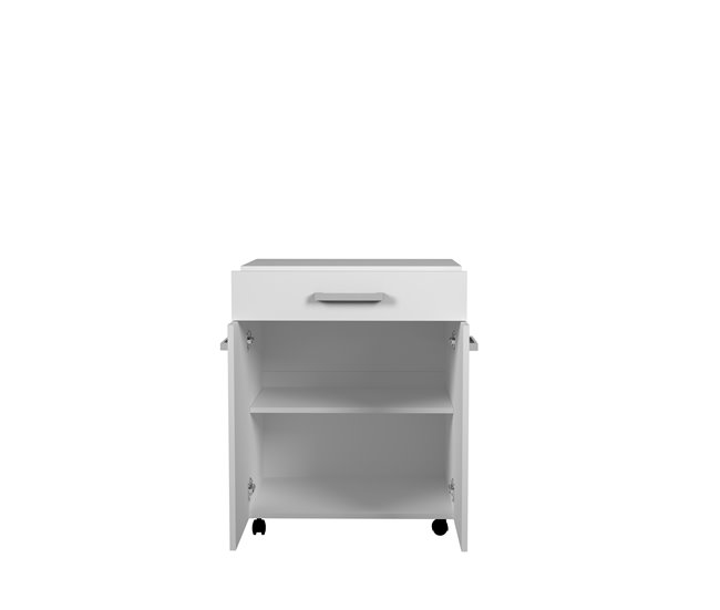 Carrito microondas UNO de 60cm 2 puertas y 1 cajón blanco mate Blanco