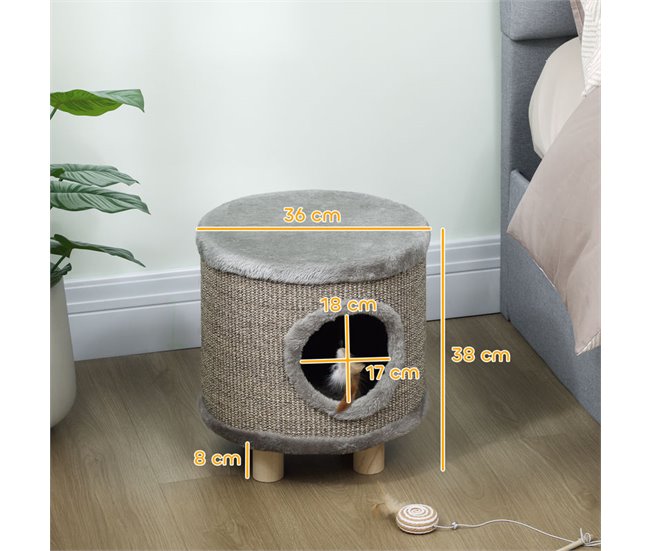 Casa para Gatos Aglomerado de Madera, Felpa PawHut Gris