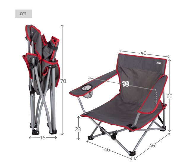 Aktive Silla baja plegable camping Gris Oscuro