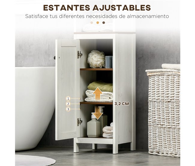 Mueble Auxiliar Baño Melamina de Madera kleankin Blanco