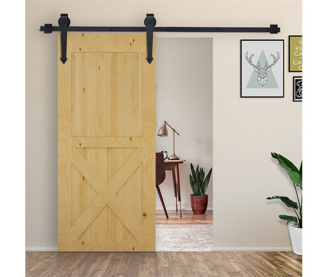 Herraje para Puerta Corredera Acero al Carbono HOMCOM 200 Negro
