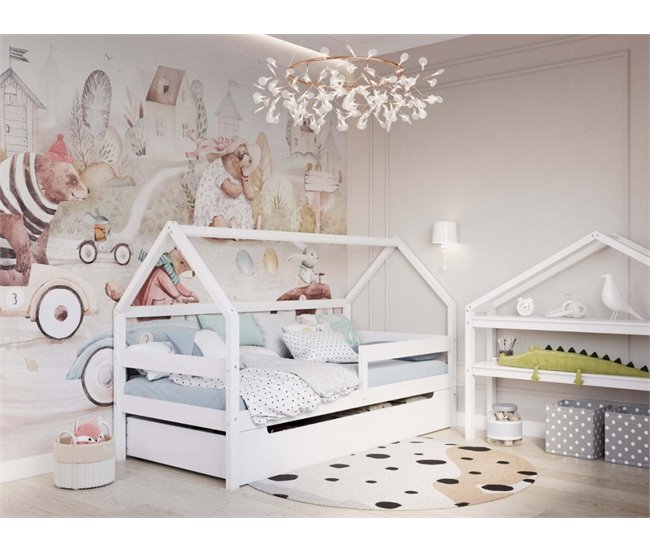 Cama cabina individual en madera YappySole 90x211 Blanco