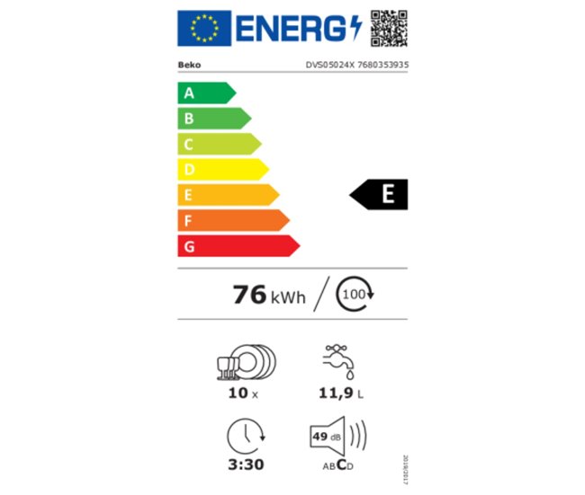Lavavajillas Beko DVS05024X Gris