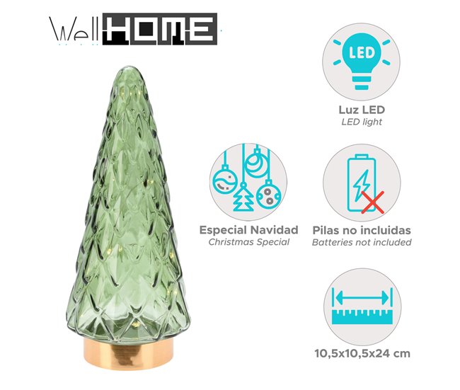 Árbol decorativo con LED – iluminación de Navidad, decoración de invierno Verde