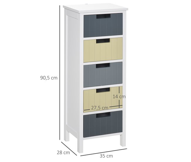 Cómodo de Madera MDF HOMCOM, hogar - muebles de dormitorio 35 Multicolor