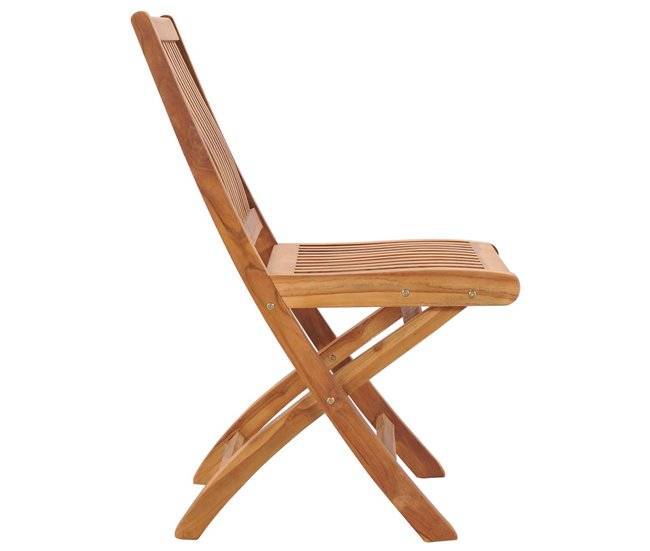 4 Sillas de jardín plegables de madera maciza de teca Marron