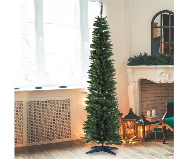 Árbol de Navidad Plástico, Metal HOMCOM Verde