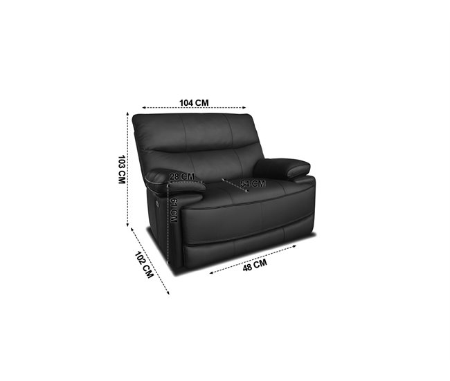 Sillón MASTER relax eléctrico de piel Negro
