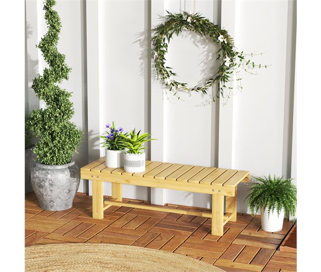 Banco de Jardín Madera de Abeto Outsunny Natural