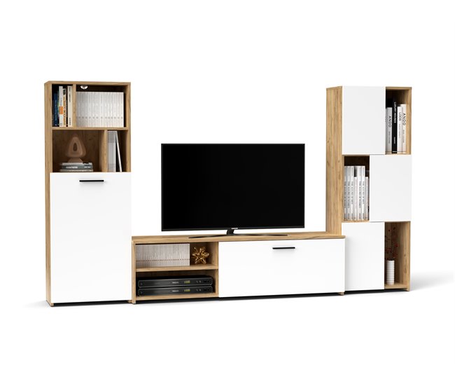 Compacto tv roble y blanco JOY Blanco/ Madera