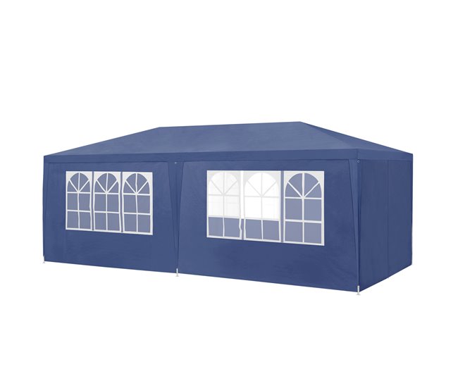 Carpa Pabellón para jardín Wedau metal 600x300 Azul
