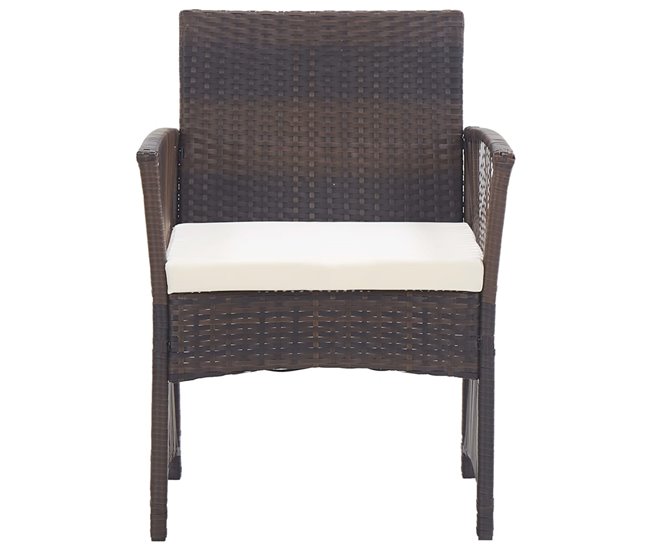 2 Sillones de jardín de ratán sintético con cojines Marron