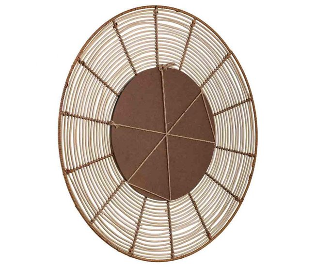 Espejo redondo de ratán Marron