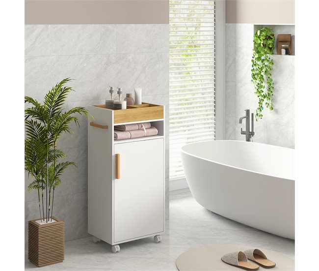 Armario de Baño Melamina de Madera, Haya kleankin Blanco