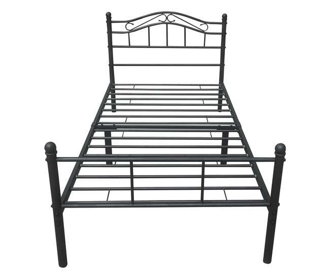 Cama individual (Florenz)  con cabecero curvado y somier metal 126x208 Blanco